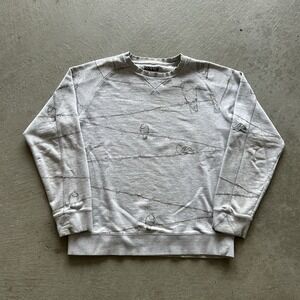 Staple x Buck Sweatshirt Size Large Gray Crewneck Birds Barbed Wire Pigeon